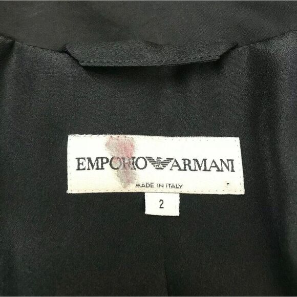 Emporio Armani Womens Blazer Jacket 1-Button Ruched Beaded Cuffs Rayon Sz 36 (2) - Picture 3 of 7